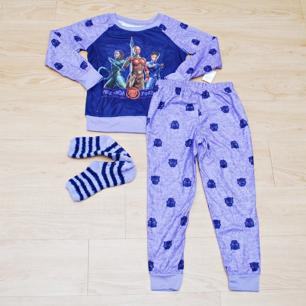 Wakanda Forever Girl's 3pc Purple Pajama Set